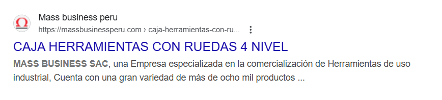 errores comunes en webs del sector industrial: Web con titulo y meta descripción génerica